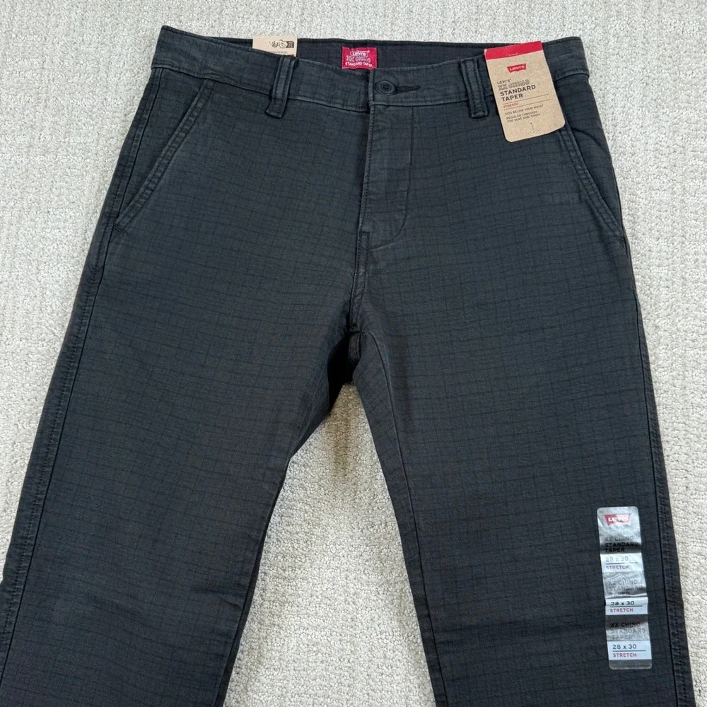 NEW Levi's Mens 28x30 XX Chino Standard Taper Stretch Gray Plaid Pants